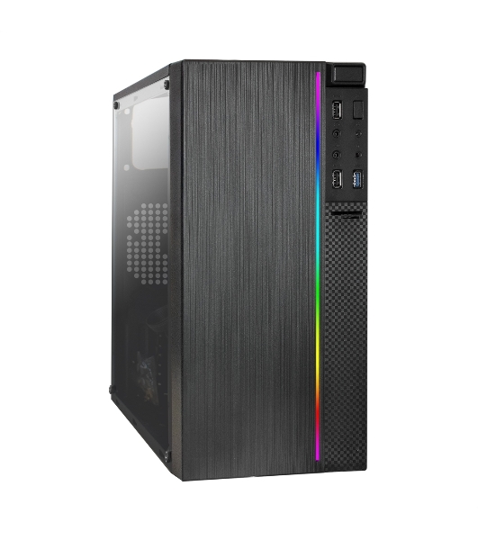 Компьютерный корпус Minitower ExeGate mEVO-9301-NPX400 (mATX, БП 400NPX с вент. 12см, с окном, 2хUSB+1хUSB 3.0, HD аудио, черный, с RGb подсветкой)