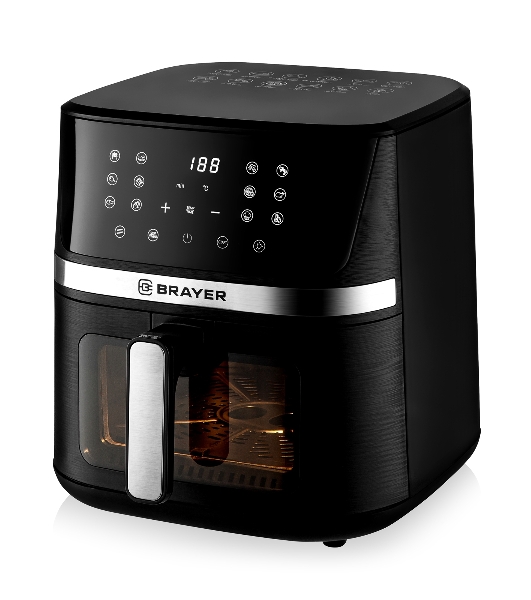 Аэрогриль Brayer 2038BR черный, 1600 Вт, 7 л, сенсор, 12 программ
