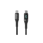 Кабель OLMIO GEEK, Type-C - Type-C, 60W, 1.2м, тканевая оплетка, LCD, черный, фото 1