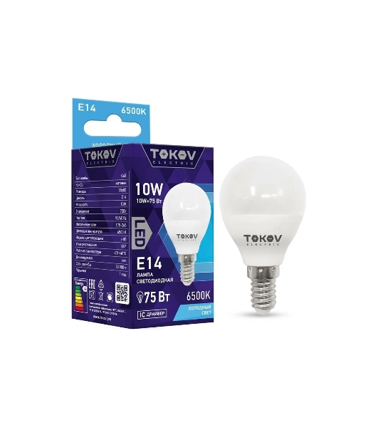 Лампа светодиодная TOKOV ELECTRIC 10Вт G45 6500К Е14 176-264В