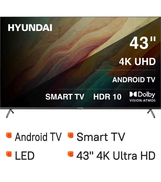 Телевизор Hyundai 43' H-LED43BU7009 черный LED UHD 60Hz Smart TV