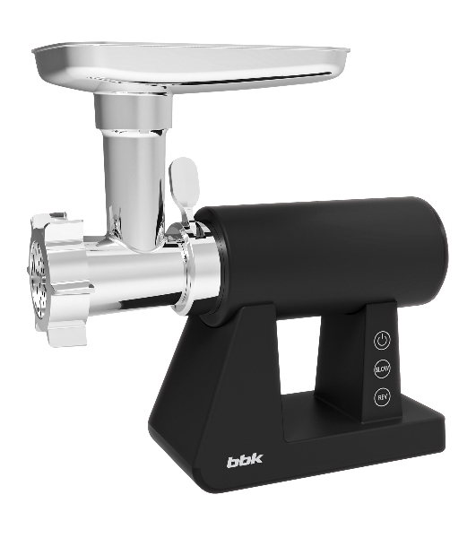 Мясорубка электрическая BBK MG3000 черный, 2500 Вт, 2.5 кг/мин, реверс, защита от перегрузки, металлический лоток, насадки - 7