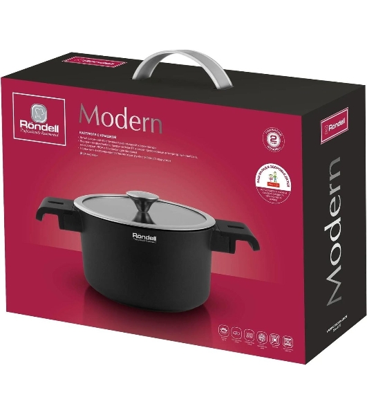 Кастрюля Rondell Modern RDA-1727, 4.4л, 24см, с крышкой, черный