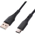 Кабель USB2.0 Cablexpert CC-USB2S-AMCM-1M-BK AM/Type-C, 3А, 18Вт, QC3.0, силиконовый, медь, 1м, черный, пакет, фото 1
