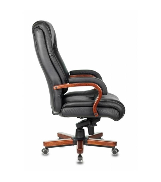 Кресло Бюрократ T-9925WALNUT/BLACK черный, кожа