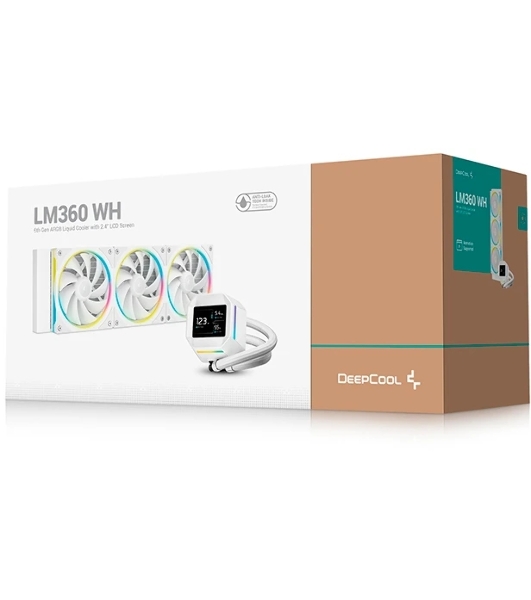 Система жидкостного охлаждения Deepcool LM360 WH ARGb Soc-AM5/AM4/1200/1700/1851 белый 4-pin 19-36dB Al LCD 250W 1729gr Ret (R-LM360-WHDMMC-1)