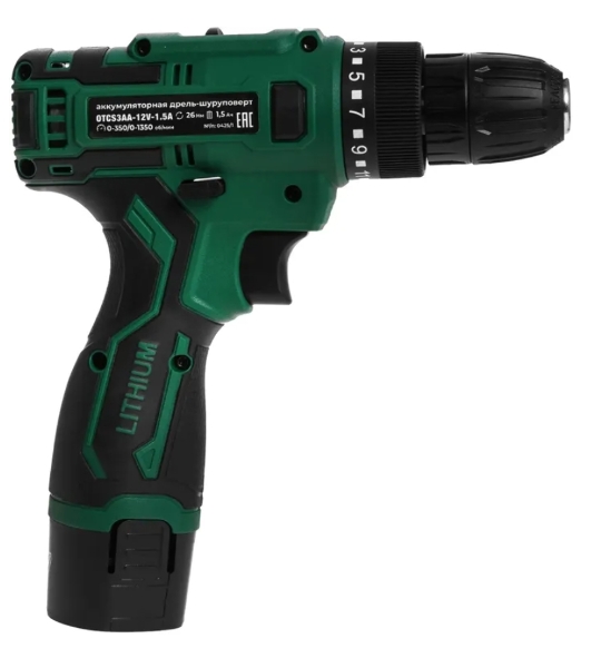 Дрель-шуруповерт Ovk Tools OTCS3AA-12V-1.5A, 12 В, 1,5 Ач, 26 Нм, щеточный