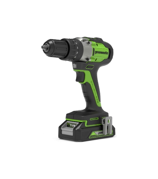 Дрель-шуруповерт GREENWORKS GD24DD60K2, 24 В, 2 Ач, 60 Нм, бесщеточный