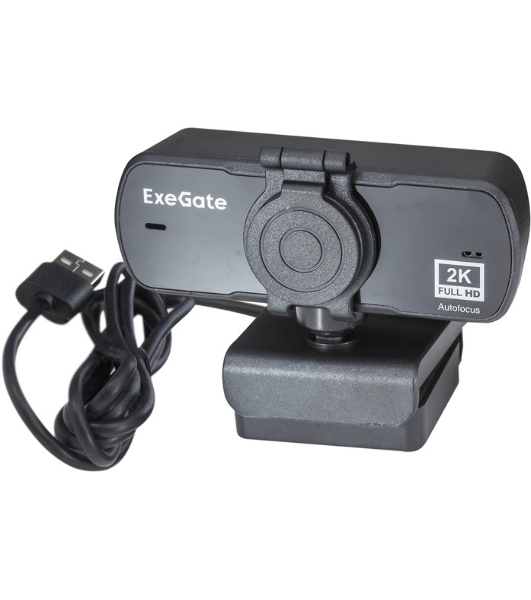 Веб-камера ExeGate Stream C940 Wide 2K 2560x1440, 30 кадр/с, USB Type-A, микрофон (шумоподавление), универсальное крепление, штатив в комплекте