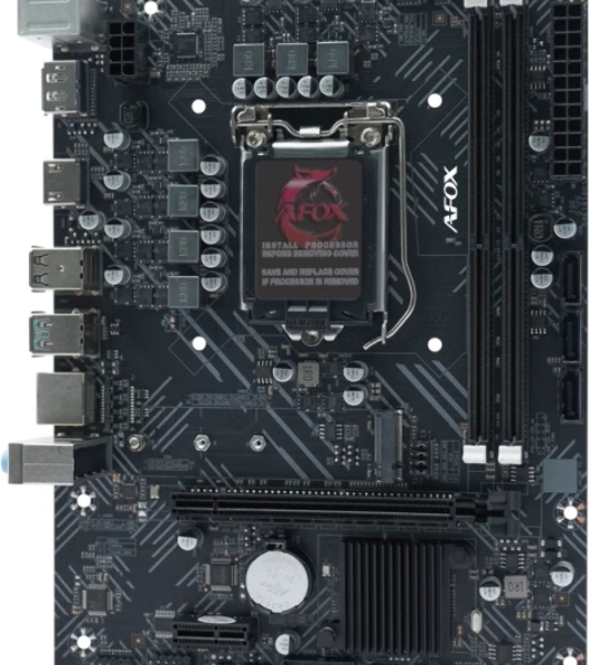 Материнская плата AFOX IH510D4-MA-V4, LGA 1200, Intel H510, 2xDDR4, 3xSATA, 1xM.2, 1xPCIe 3.0 x16, 1xPCIe 3.0 x1, 1xHDMI, 1xDP, 1x1Gb LAN, 2xUSB-A 5Gbps, 2xUSB-A 2.0, 3x3.5 мм, 5.1, mATX
