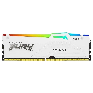Оперативная память Kingston Fury Beast, DDR5, 16Gb (1x16Gb), 6000MHz, CL36, DIMM, с радиатором, RGB, белый