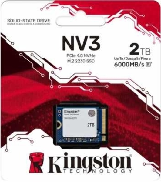 Накопитель SSD Kingston NV3, 2000Gb, M.2(22x30мм), NVMe, PCIe 4.0 x4, 3D TLC, R/W 6000/5000Mb/s, TbW 640, DWPD 0.2