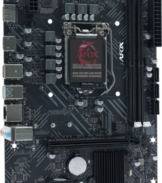 Материнская плата AFOX IH510D4-MA-V4, LGA 1200, Intel H510, 2xDDR4, 3xSATA, 1xM.2, 1xPCIe 3.0 x16, 1xPCIe 3.0 x1, 1xHDMI, 1xDP, 1x1Gb LAN, 2xUSB-A 5Gbps, 2xUSB-A 2.0, 3x3.5 мм, 5.1, mATX