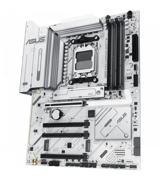 Материнская плата ASUS X870 MAX GAMING WIFI7 W, AM5, AMD X870, 4xDDR5, 4xSATA, 3xM.2, 1xPCIe 5.0 x16, 2xPCIe 4.0 x16, 1xPCIe 3.0 x16, 1xHDMI, 2xUSB Type-C (Display), 1x2.5Gb LAN, Wi-Fi 7, Bluetooth 5.4, 2xUSB-C 40Gbps, 1xUSB-A 10Gbps, 3xUSB-A 5Gbps, 4xUSB-A 2.0, 3x3.5 мм, 7.1, ATX