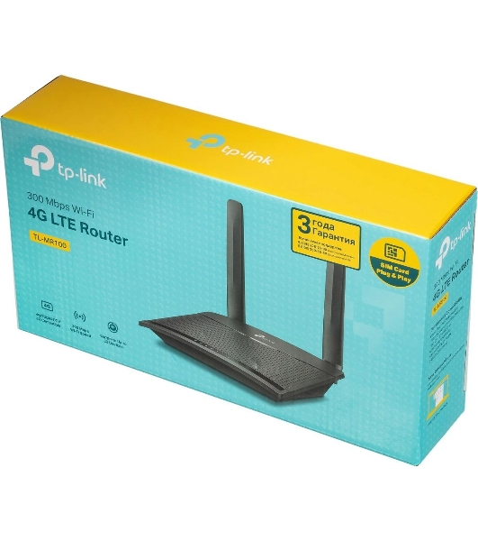 Роутер беспроводной TP-Link TL-MR100 N300 10/100BASE-TX/4G(3G) cat.4 черный
