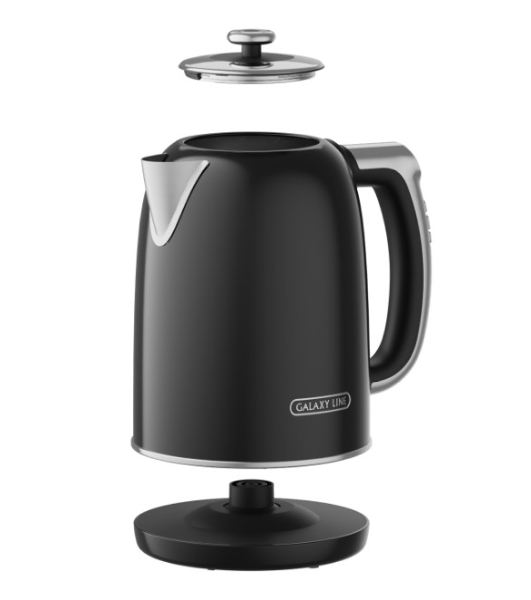 Чайник электрический Galaxy Line GL 0360 1.7 л, 2200 Вт, черный корпус: нерж.сталь/пластик