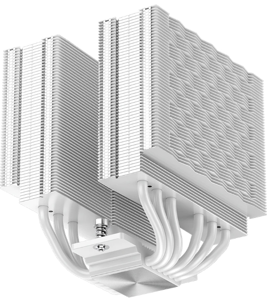 Кулер для процессора PCCooler RZ620 WH (260W, 4-pin PWM, 158мм, Al/Cu, 6x6мм, 2x120мм, 86.73CFM, 32dBA, 1800RPM, S: 1851/1700/1200/115X, AM5/AM4, белый)