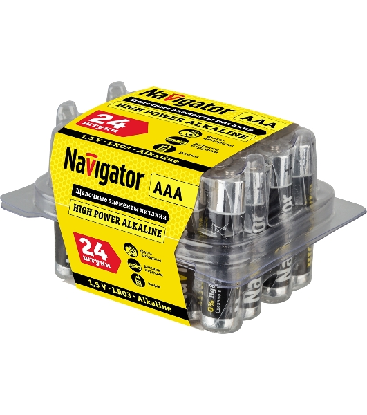 Элемент питания алкалиновый Navigator AAA/LR03 NBT-NE-LR03-BOX24 (уп.24шт)