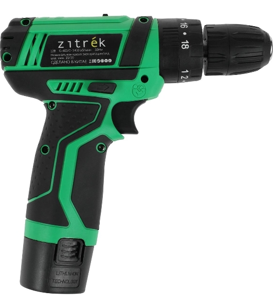 Дрель-шуруповерт Zitrek Crusher 063-4054, 12 В, 1,4 Ач, 30 Нм, щеточный, ударный