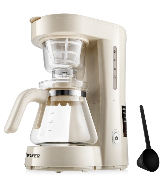 Кофеварка капельная BRAYER BR1123YE бежевый, исп. кофе - молотый, 0.75 л, 700 Вт.