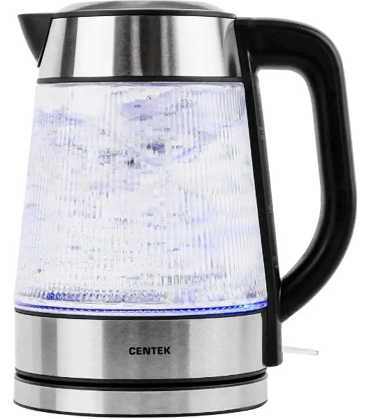 Чайник электрический Centek CT-0013 стекло, 2200 Вт, 1.8 л, серебристый