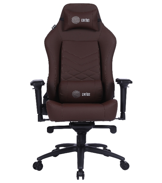 Кресло игровое Cactus CS-CHR-0112BR коричневый, сиденье коричневый, эко.кожа, с подголов. крестовина металл, пластик черный