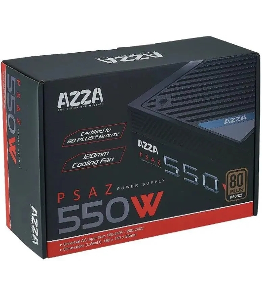 Блок питания Azza ATX 550W PSAZ-550W 80+ bronze (20+4pin) APFC 120мм fan 5xSATA RTL