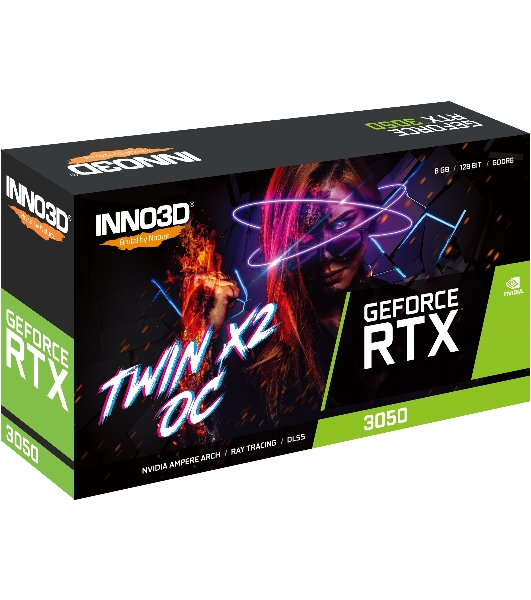 Видеокарта INNO3D RTX 3050 Twin X2 OC V2/RTX 3050, HDMI, DP*3, 8G,D6