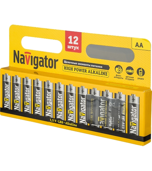 Элемент питания алкалиновый Navigator AA/LR6 NBT-NE-LR6-BP12 (блист.12шт)