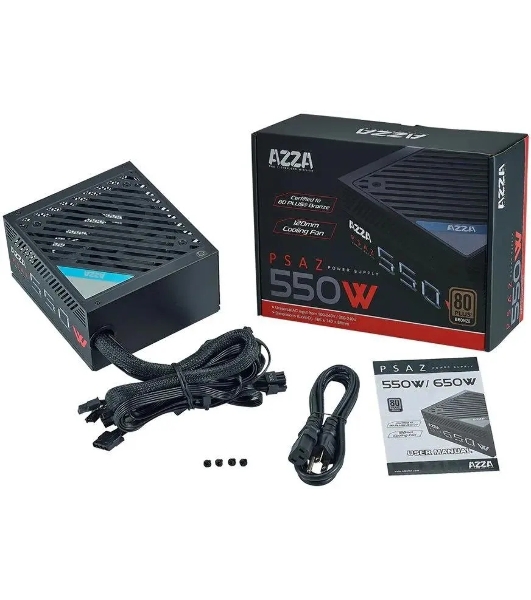 Блок питания Azza ATX 550W PSAZ-550W 80+ bronze (20+4pin) APFC 120мм fan 5xSATA RTL