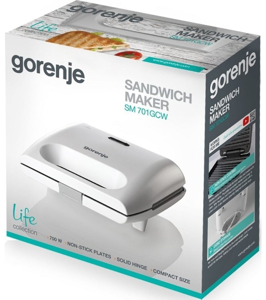 Сэндвичница электрическая Gorenje SM701GCW 700Вт белый