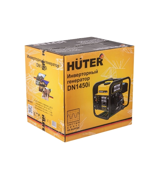 Электрогенератор бензиновый инверторный Huter DN1450i, 1.3 кВт, 96 дБ, 12.42 кг