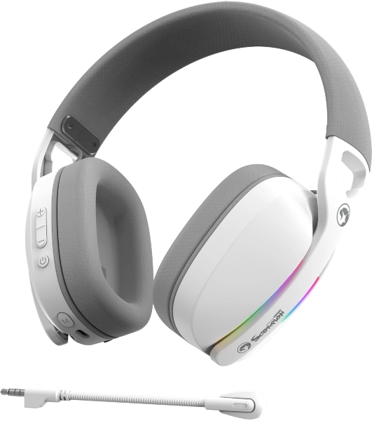Гарнитура MARVO HG9086W Pulz 70W белый, беспроводная + проводная, радиоканал, до 10 ч, съёмный микрофон, подсветка, совместимость с PS5, Xbox