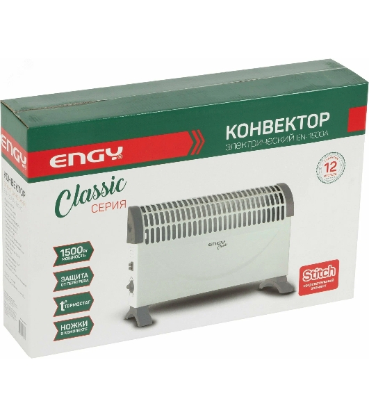 Конвектор электрический Engy EN-1500A Classic 1500 Вт, 20 м2, термостат