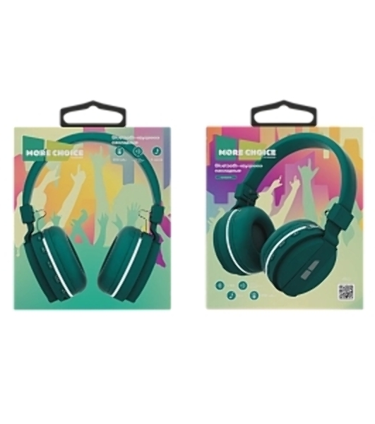 Беспроводные наушники MORE CHOICE HW15 зеленый, накладные, Bluetooth, до 6 ч