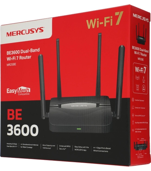 Двухдиапазонный роутер Wi-Fi 7 Mercusys MR25BE BE3600