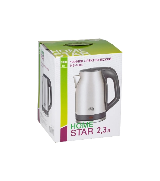 Чайник электрический Homestar HS-1005 2,3 л, 1800 Вт, нержавейка, серый