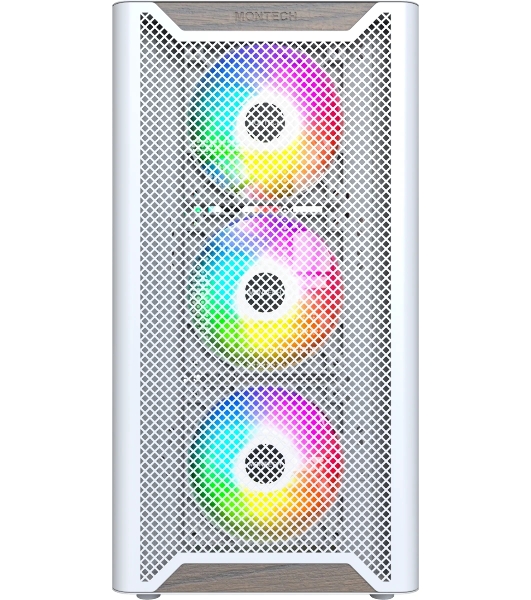 Компьютерный корпус Montech XR Wood белый без БП ATX 3x120мм 2xUSB3.0 audio bott PSU