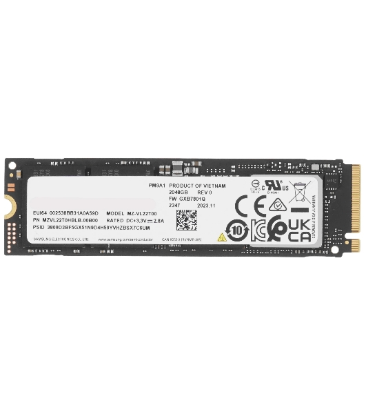 Накопитель SSD Samsung 2Tb, M.2 2280, PM9A1 PCIe 4.0 x4, NVMe, R/W 7000/5200
