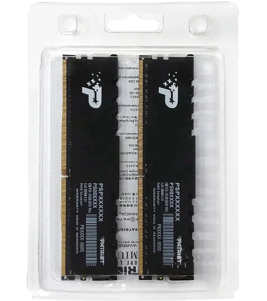Оперативная память Patriot Signature, DDR4, 16GB (2x8 GB), 3200 MHz, CL22, DIMM, радиатор, черный