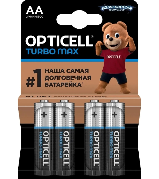 Батарея Opticell Turbo MAX LR6 AA (4шт) блистер