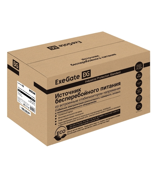 Источник бесперебойного питания ExeGate EP285490RUS SpecialPro UNB-1200.LED.AVR.EURO.RJ.USB 1200VA/750W, LED, AVR, 4 евророзетки, RJ45/11, USB, черный