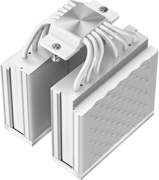 Кулер для процессора PCCooler RZ620 WH (260W, 4-pin PWM, 158мм, Al/Cu, 6x6мм, 2x120мм, 86.73CFM, 32dBA, 1800RPM, S: 1851/1700/1200/115X, AM5/AM4, белый)