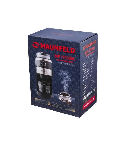 Кофеварка капельная Maunfeld MF-731BK черный, исп. кофе - зерновой/молотый, 0.83 л, 820 Вт.