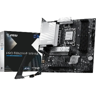 Материнская плата MSI PRO B860M-P WIFI6E, LGA 1851, Intel B860, 4xDDR5 (до 256 ГБ), 4xSATA, 2xM.2 (1xPCIe 5.0, 1xPCIe 4.0), 1xPCIe 5.0 x16, 1xPCIe 4.0 x16, 1xVGA, 1xHDMI, 2xDP, 1x2.5Gb LAN, Wi-Fi 6E, Bluetooth 5.3, 3xUSB-A 5Gbps, 2xUSB-A 2.0, 3x3.5 мм, 7.1, чёрный, mATX