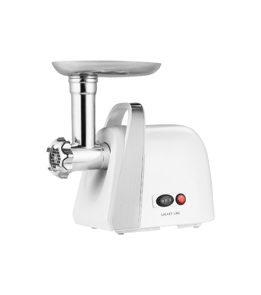 Мясорубка электрическая Galaxy Line GL 2421 белый, 1600 Вт, 1.5 кг/мин, реверс, защита от перегрузки, металлический лоток, насадки - 5