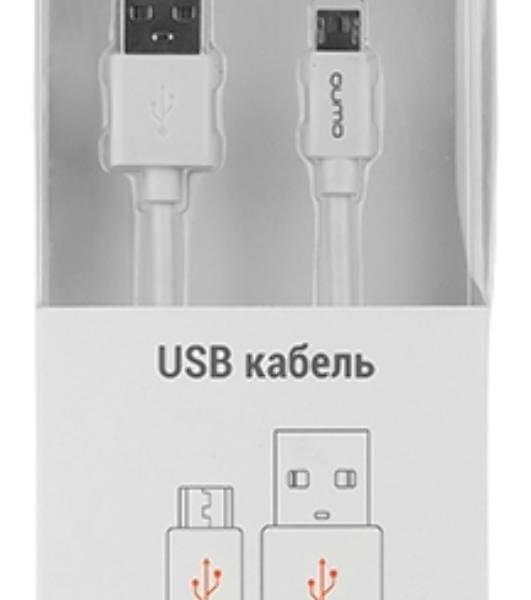 Кабель Qumo, USB-Micro USB, 1.8м, 5В, 2А, 10Вт, опл. PVC, кон. PVC, круглый, белый