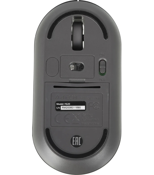 Мышь беспроводная A4Tech Fstyler FG20S серый, 2000 dpi, радиоканал, USB, кнопки - 3