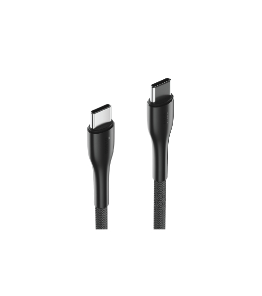 Кабель OLMIO STYLE, Type-C - Type-C, 60W, 1.2м, тканевая оплетка, черный