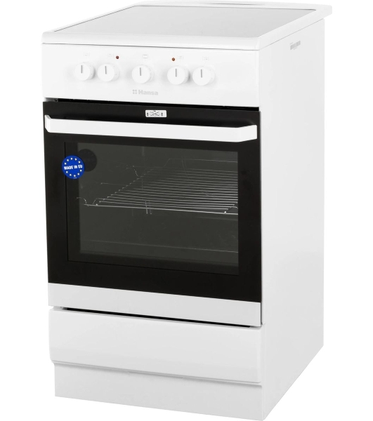 Плита электрическая Hansa FCCW54000 белый, конфорок 4 шт, духовка 68 л, 50 см x 85 см x 60 см